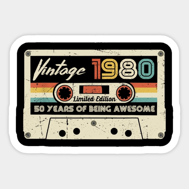 Vintage 1980 Made In 1980 40th Birthday 40 Years Old Gift Shirt Funny Birthday Gifts Sticker by Kelley Clothing